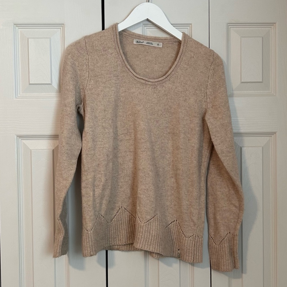 Woolrich Tan Crew Neck Sweater Wool Cashmere Nylon Modal Blend Winter Holiday